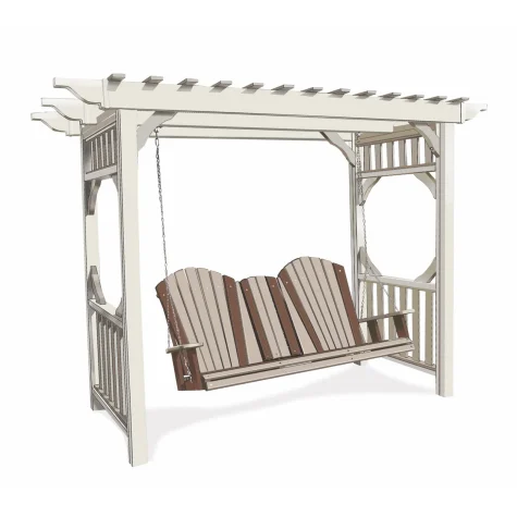 Vinyl Arbor with 5' Adirondack Settee Swing - VA8989, AHBSS6000