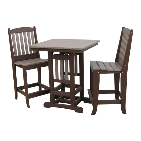 33" Square Table (BHT3333) with 2 - 20" Bar Chairs (BC2000) Set